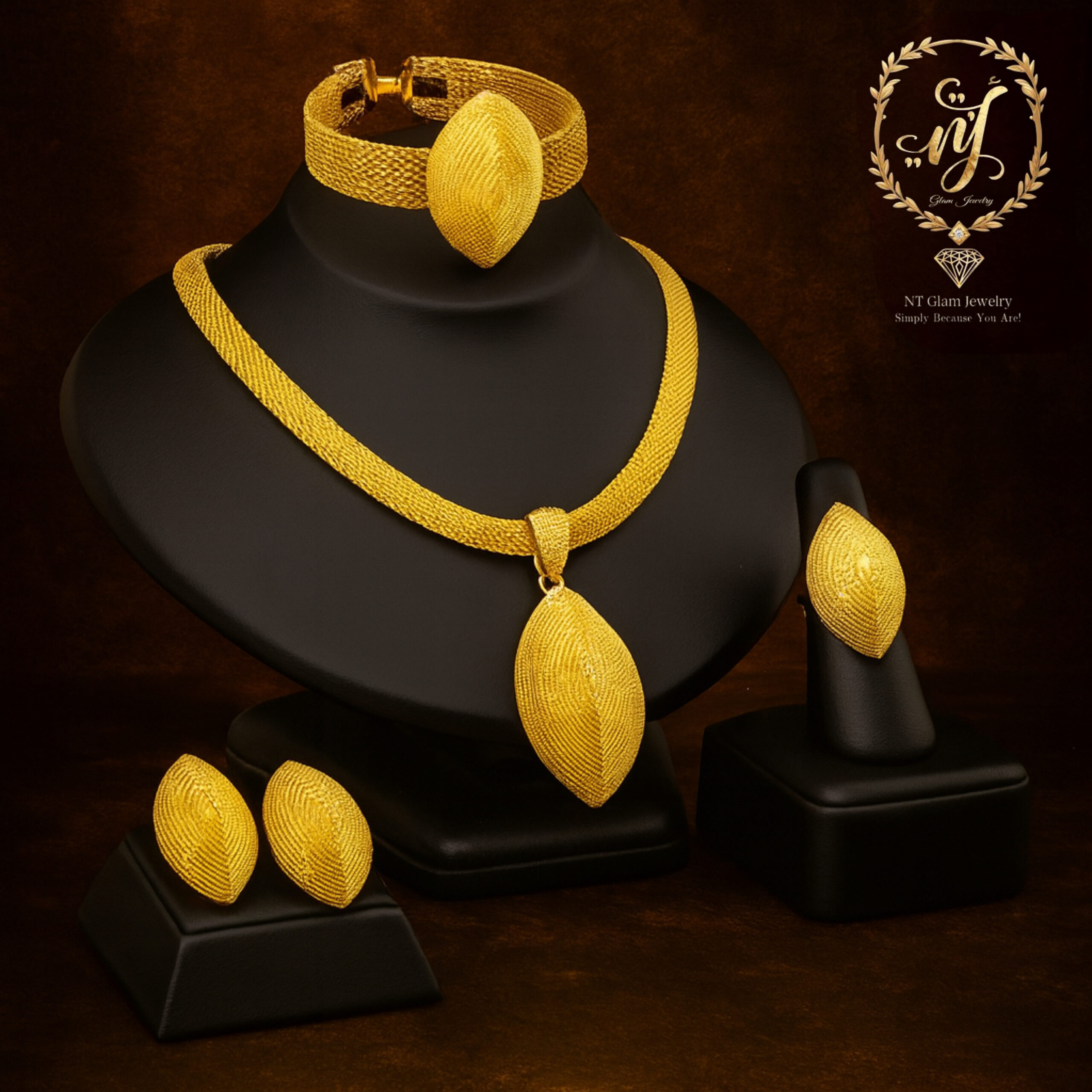 gold-Plated Leaf Jewelry Set